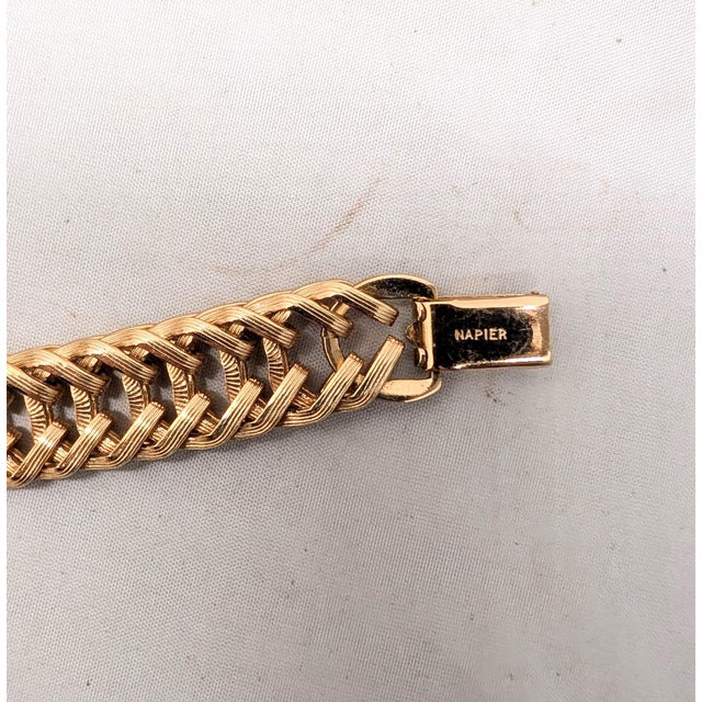 Metal Vintage 1970s Signed Napier Goldtone Link Bracelet For Sale - Image 7 of 7