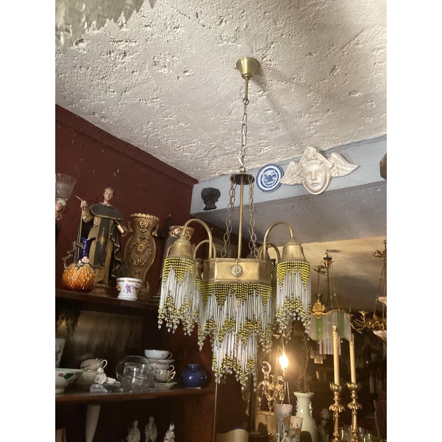 Vintage Glass Beads Chandelier, 1920s For Sale - Image 9 of 14