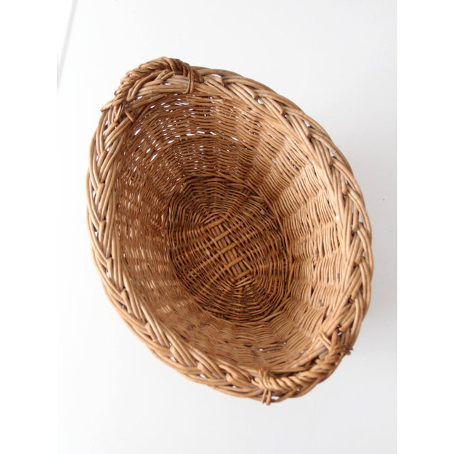 Vintage Oval Wicker Basket With Handles For Sale - Image 10 of 14