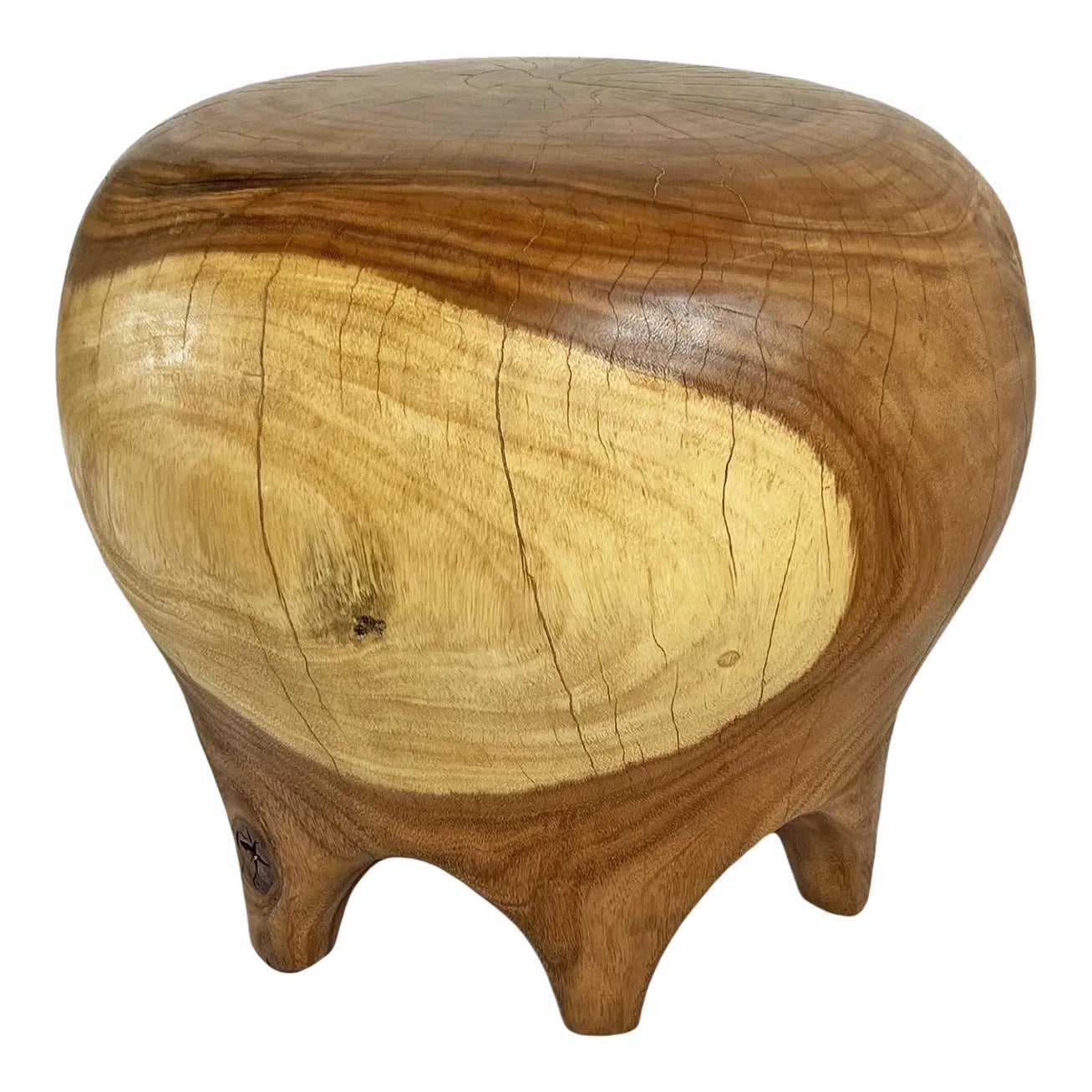 Two Tone Acacia Wood Bulb Stool / Table | Chairish