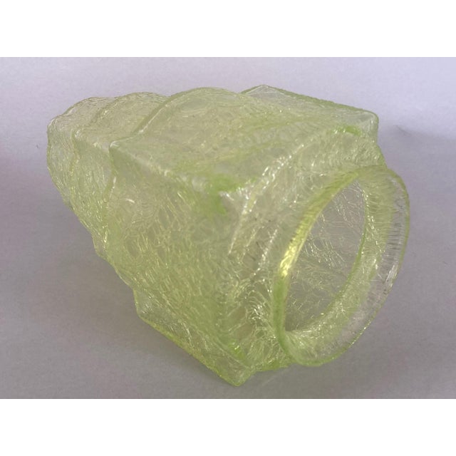 Art Deco 1920s Pair of Pyramiding Lime Green Art Deco 4" Fitter Glass Shades, Art Deco For Sale - Image 3 of 4