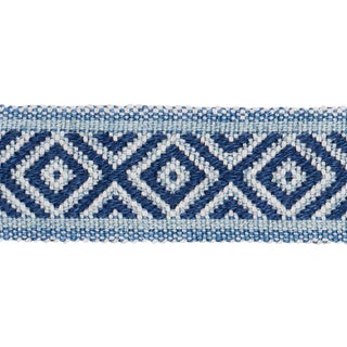 Schumacher Larson Handwoven Tape Trim In Indigo For Sale