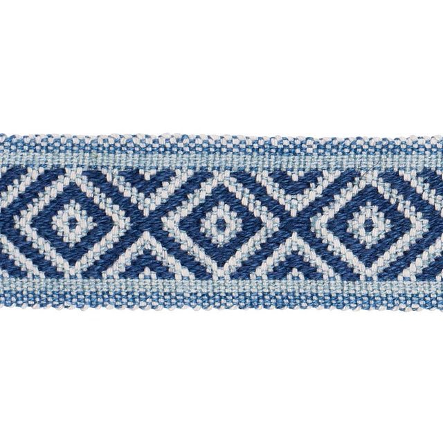 Schumacher Larson Handwoven Tape Trim In Indigo For Sale