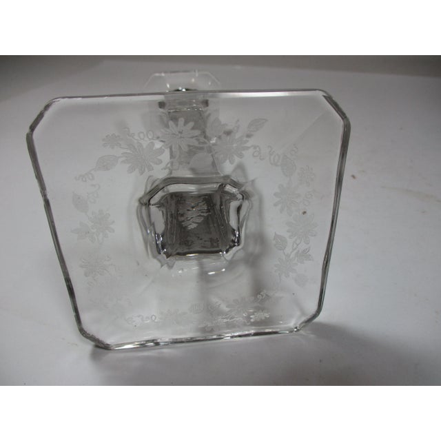 1930s 1930s Etched Floral Crystal Candle Holders, Pair For Sale - Image 5 of 10