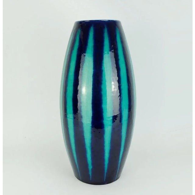 Ceramic Mid-Century Model No. 248-38 Europ Line Vase in Blue and Emerald Green from Scheurich, 1950s For Sale - Image 7 of 10
