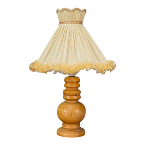 Swedish Modern, Turned Birch, Silk, Table Lamp, Sweden, 1960s