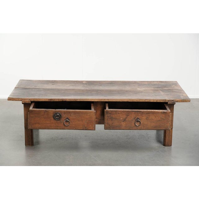 Antique Southern European Fruitwood Coffee Table with Drawer For Sale - Image 3 of 13