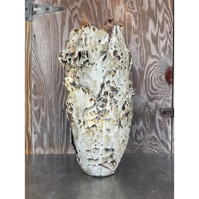 Late 20th Century Vintage Brutalist Sculptural Studio Pottery Vase For Sale - Image 5 of 10