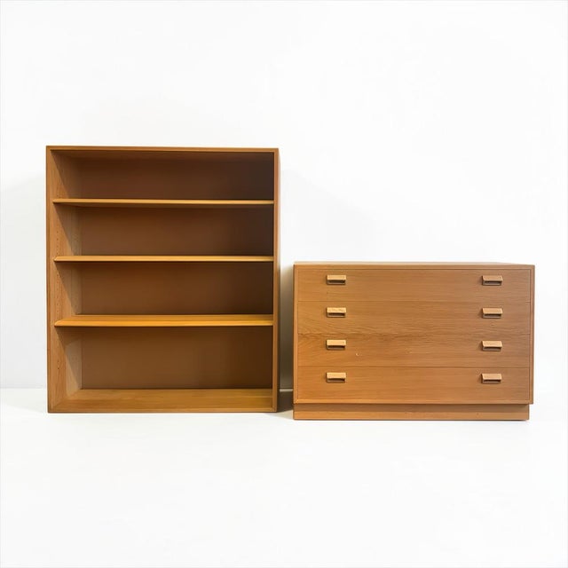 Mid-Century Modern Book-Shelf with Chest of Drawers in Oak by Borge Mogensen for Soborg, Denmark, 1960s For Sale - Image 3 of 18