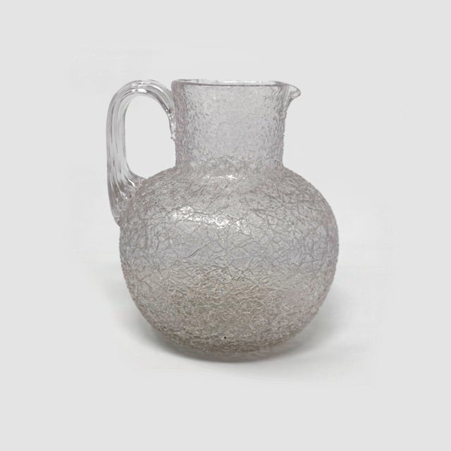 Glass Antique Victorian Boston & Sandwich Clear Handblown Overshot Glass Pitcher For Sale - Image 7 of 7