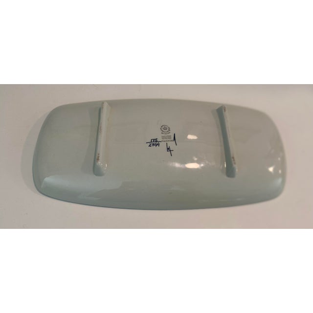 Nils Thorsson Nils Thorsson for Royal Copenhagen Denmark Footed Faience Tray For Sale - Image 4 of 6
