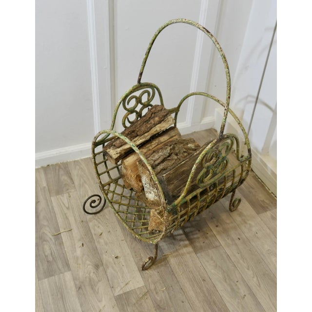 19th Century French Wirework Log Carrier Basket For Sale - Image 9 of 9