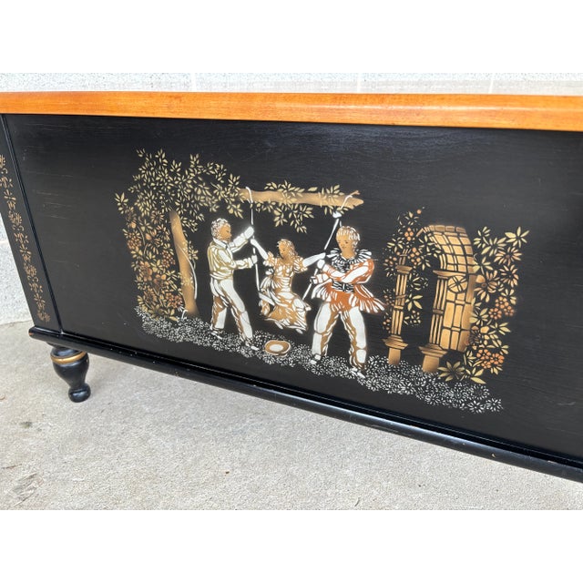 Hitchcock Mid 20th Century Hitchcock Ebonized Paint Decorated Solid Maple 36" Blanket Chest For Sale - Image 4 of 11