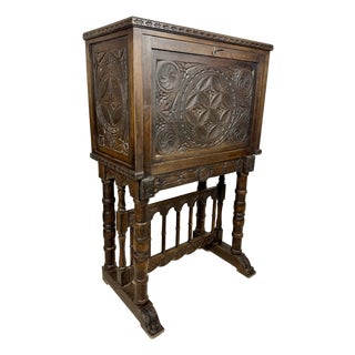 Spanish Highly Carved Wood Cabinet or Bargueño, 20th Century For Sale