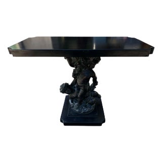 Black Pedestal Side Table With Cherubic Base For Sale