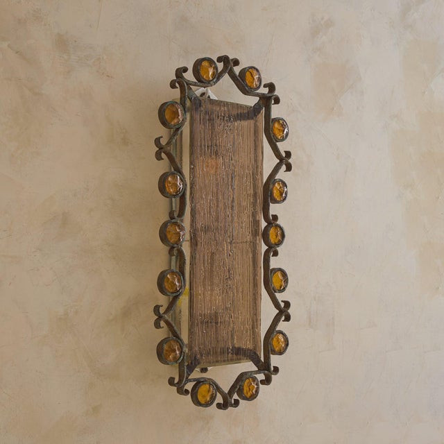 Mid-Century Modern Italian Hand-Forged Wrought Iron Sconce Attributed to Longobard No. 01, 1970s For Sale - Image 3 of 11