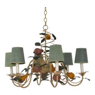 1960s Hollywood Regency Six Arm Tole Chandelier For Sale