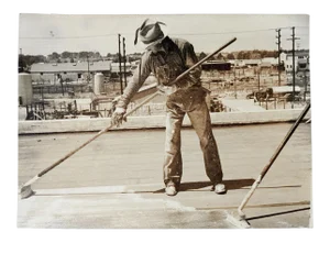 Vintage Photograph Working Man on Roof