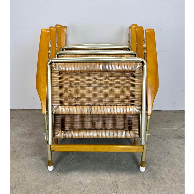 1970’s Mid Century Modern Rattan & Anodized Gold Aluminum Patio / Porch Chairs by Telescope For Sale - Image 12 of 12
