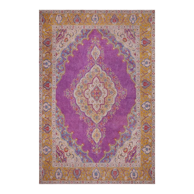 1990's Vintage Light Purpl/Yellow Wool Rug - 9'5'' X 12'0'' For Sale