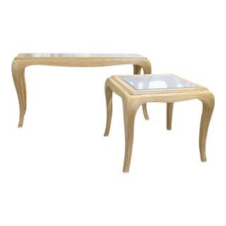 1970s Mid Century Modern Matching Console and Side Table in the Gabriella Crespi Style For Sale