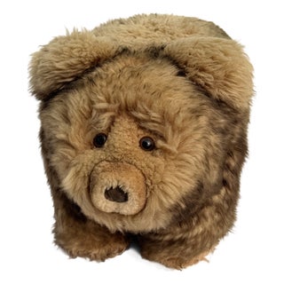 Park Ave Scully & Scully Plush Bear Lambs Wool Foot Stool Ottoman 1950s Luxury For Sale