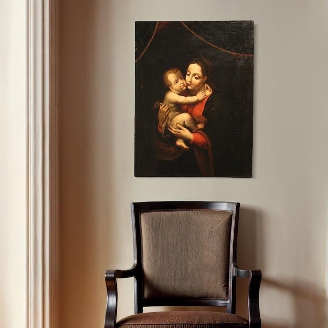 Italian Artist, Madonna and Child, 1770, Oil on Canvas For Sale - Image 7 of 13