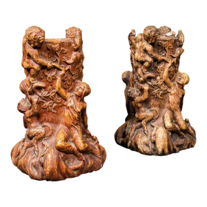 1930s Pair of Vintage Centrepiece Candle Holders, French, Plaster, Decor, Candlestick