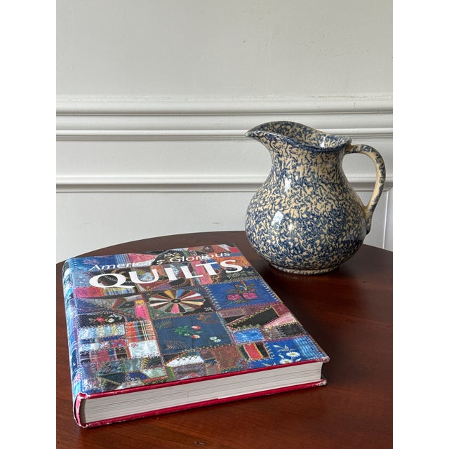 Ceramic Vintage Blue and White Spongeware Pitcher For Sale - Image 7 of 7