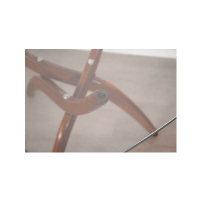 1960s Forest Wilson Mid-Century Modern Side Table Features a Sculpted Walnut Base and a Glass Top. 1960s For Sale - Image 5 of 8