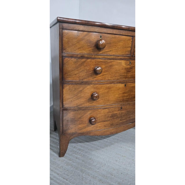 Mahogany Bow Front Chest Drawers, 1810 For Sale - Image 12 of 13