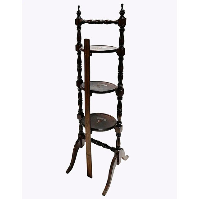 Etagere Three Tiered Inlaid For Sale - Image 4 of 6