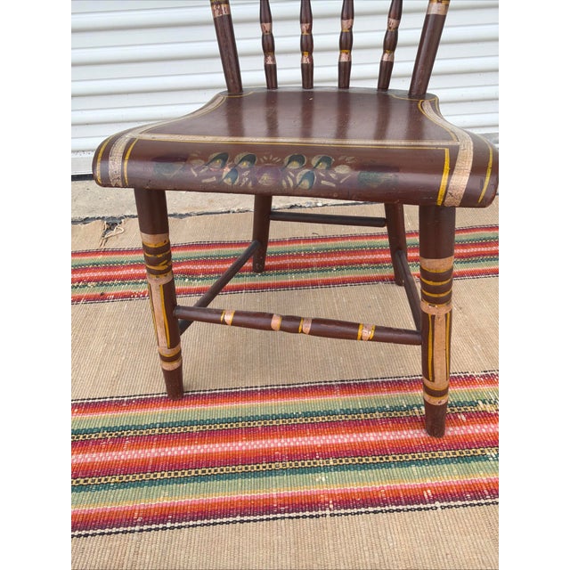 Antique Paint Decorated Pennsylvania Kitchen Windsor Side Chair For Sale - Image 13 of 17