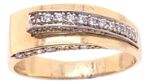 14 Karat Yellow and White Gold and Diamond Contemporary Ring