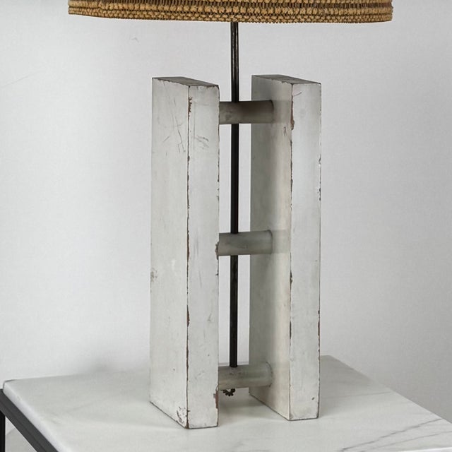 Celina Moveis Brazilian Modern Table Lamp With Woven Shade For Sale - Image 4 of 12