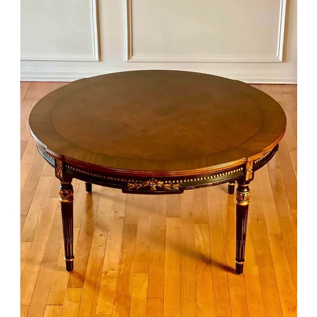 Karges Directoire Style Carved Round Coffee Table With Gilt For Sale - Image 10 of 12