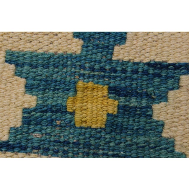 Bohemian Kilim Ivory Green Wool Rug - 5'6" X 8'1" For Sale - Image 4 of 7