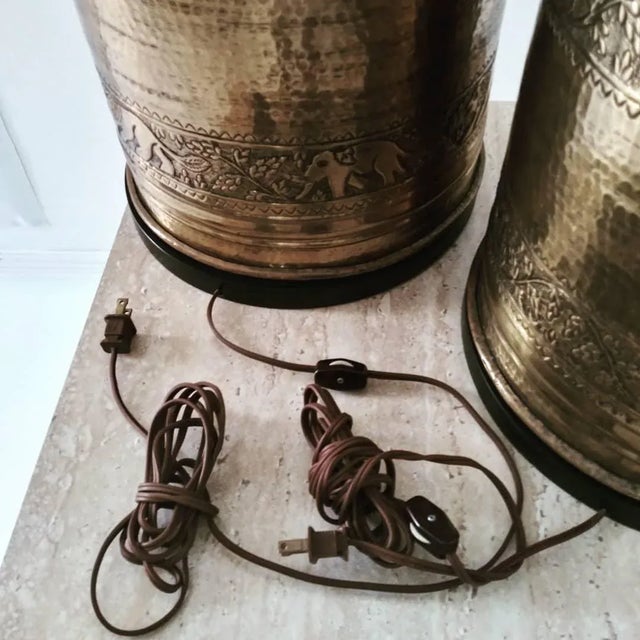 Mid Century Brass Cylinder Lamps - a Pair For Sale - Image 10 of 13