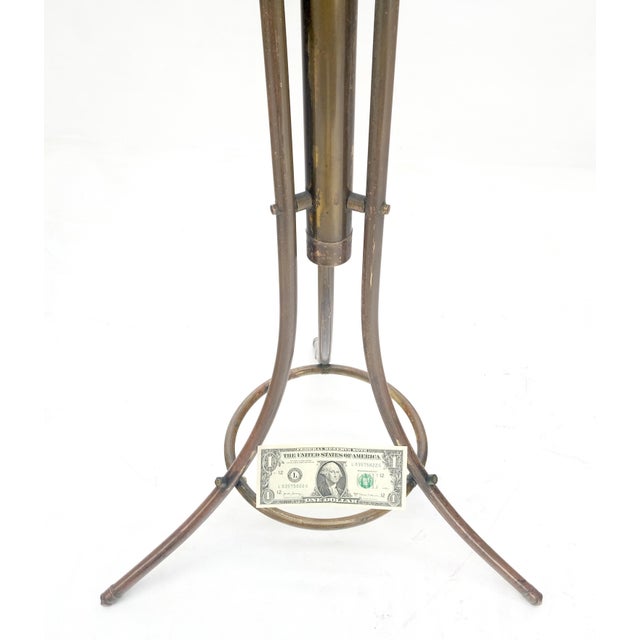 Mid-Century Modern Vintage c1950s Solid Brass Tube Tripod Base Free Standing Coat Rack Nice Patina! For Sale - Image 3 of 13