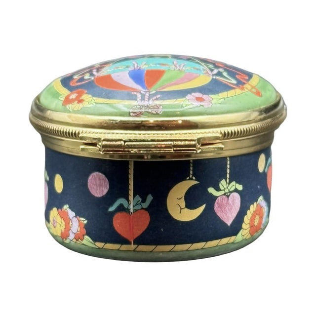 1980s Gucci Halcyon Days Hot Air Balloon Enamel Trinket Box For Sale - Image 10 of 11