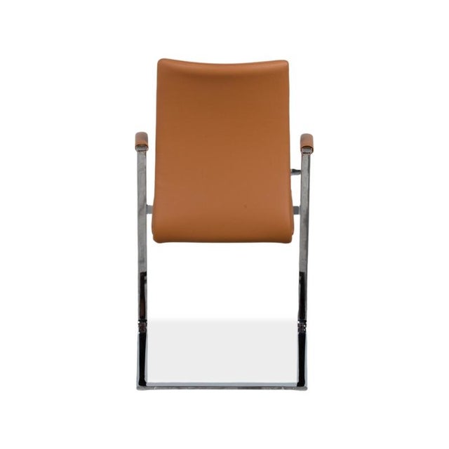 Swing Leather Chrome Chairs in Brown Cognac from Tonon, Set of 6 For Sale - Image 10 of 13