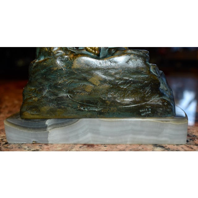 Heinrich W Hirschen Bronze Fishing Boy Antique Austrian Figure With Onyx Base For Sale - Image 17 of 17