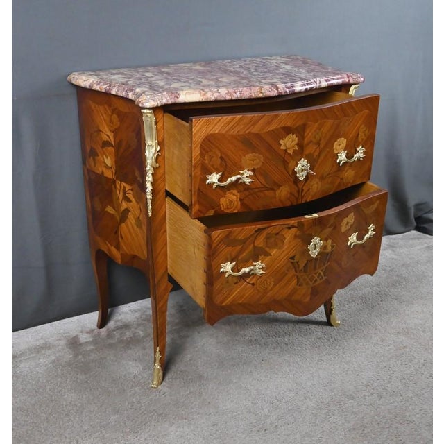 Small Louis XV Style Marquetry Commode, 1900s For Sale - Image 17 of 18