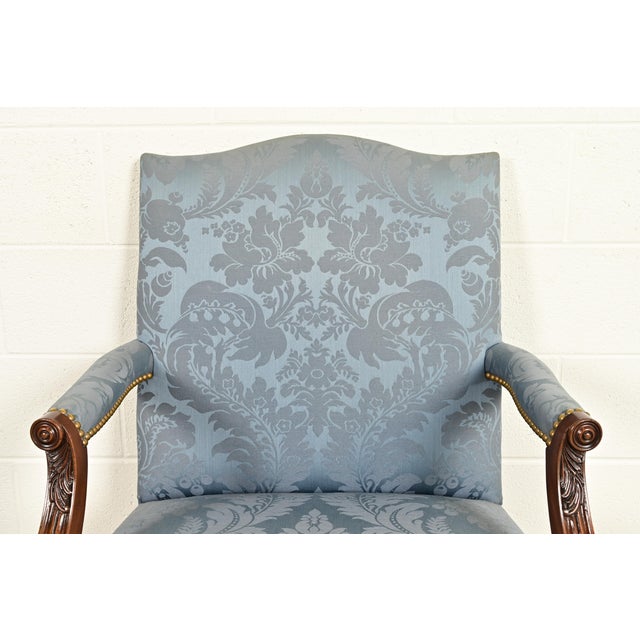 Kittinger Chippendale Carved Mahogany Open Arm Library Chair For Sale In South Bend - Image 6 of 18