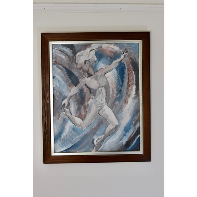 Ebbe Höglund, Leap\., 1960s, Oil on Canvas & Teak, Framed For Sale - Image 11 of 12