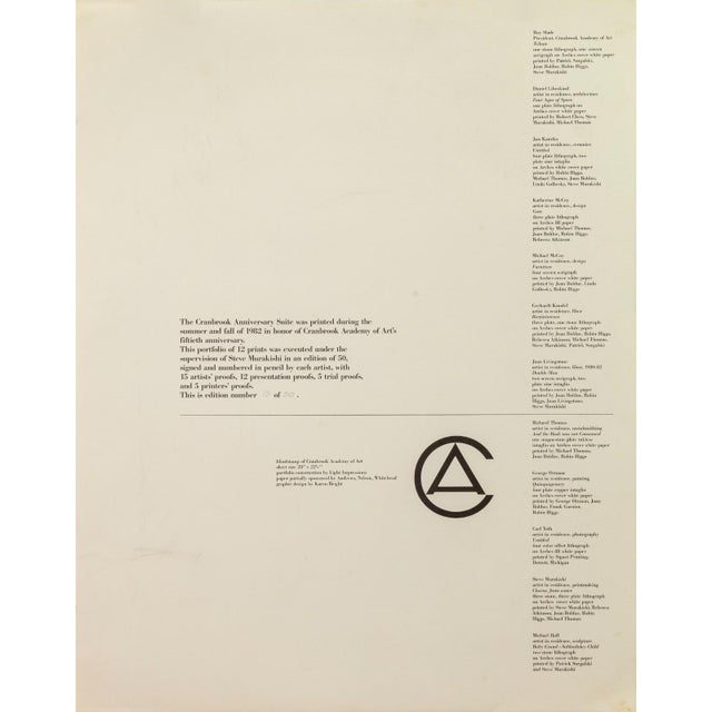 Katherine McCoy Gate (The Cranbrook Anniversary Suite) 1982 Signed Lithograph 13 For Sale In Detroit - Image 6 of 7
