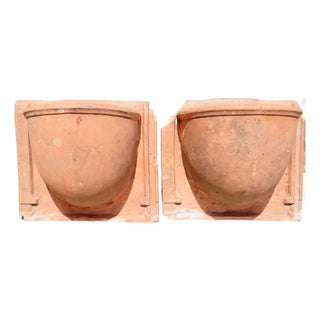 Antique French Terracotta Wall Planters or Sconces, Pair For Sale