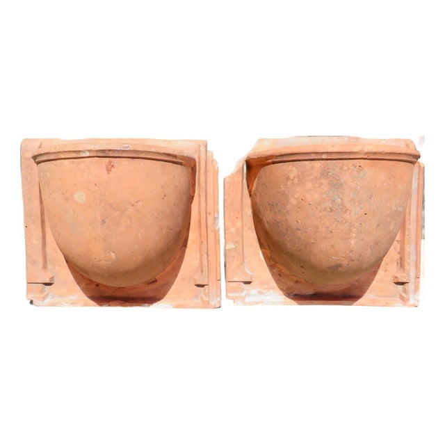 Antique French Terracotta Wall Planters or Sconces, Pair For Sale