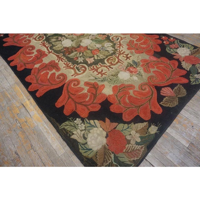 19th Century American Hooked Rug ( 6'2" x 10'6" - 188 x 320 ) For Sale - Image 11 of 12