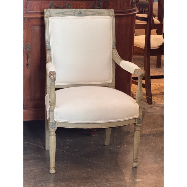 19th Century Pair of 19th Century Painted Directoire Armchairs For Sale - Image 5 of 10